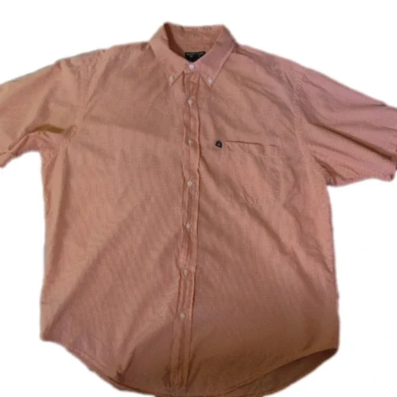 RALPH Lauren Jeans Co. Men's Orange/White Short Sleeve Dress Shirt Size Large - Picture 4 of 7